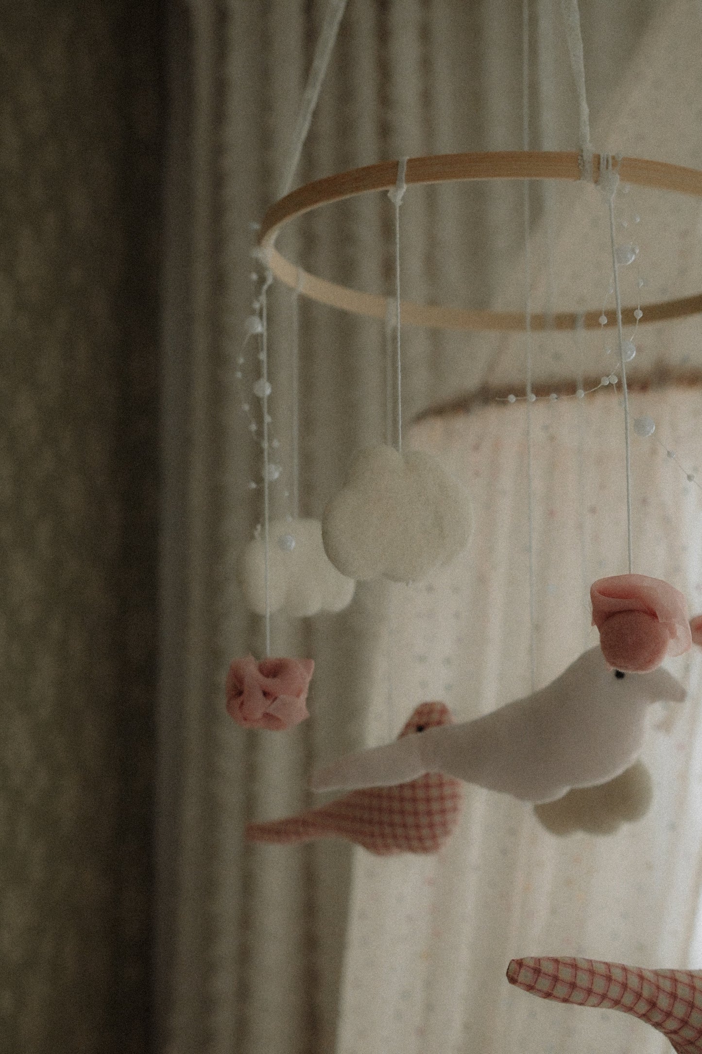 Carousel Felt Baby Mobile, Pink Birds Crib Mobile