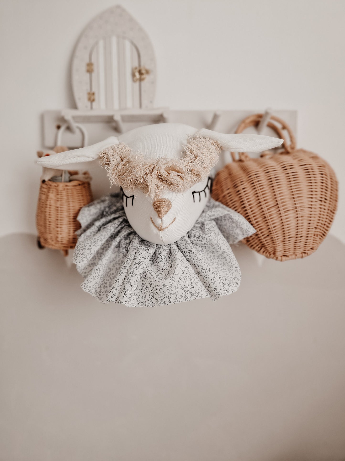 Sheep Head Decoration, Sheep Wall Mount Stuffed Animal