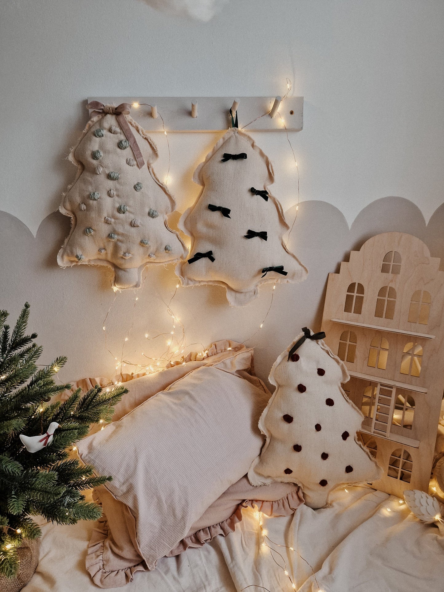 Christmas tree hanging wall decor, cotton baby pillow