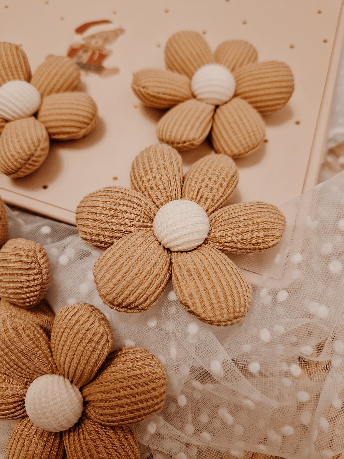 Flowers ornaments, botanical cotton decoration