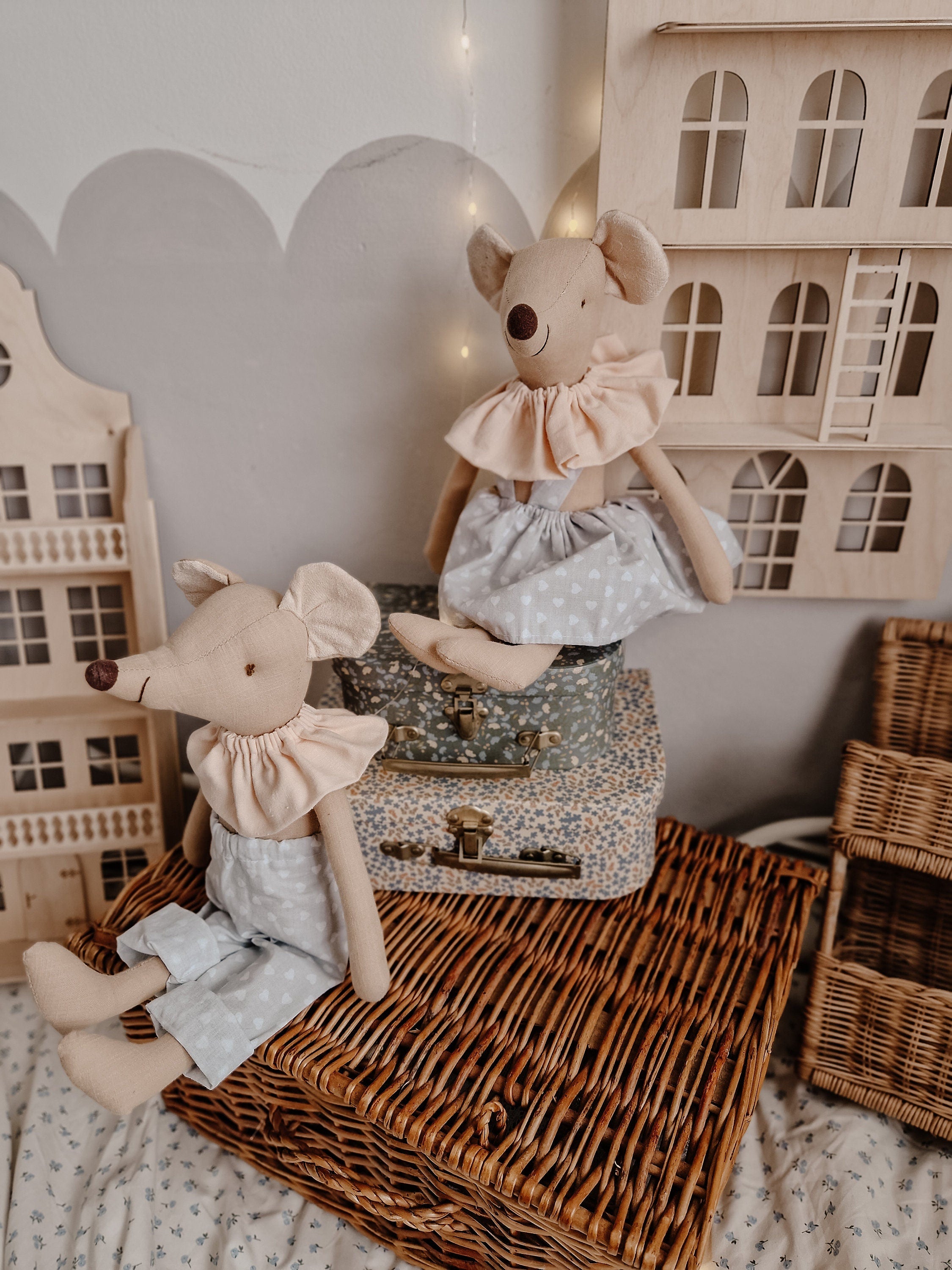 Zirkusmäuse Stoffpuppe, Maus Kinderzimmer Dekoration