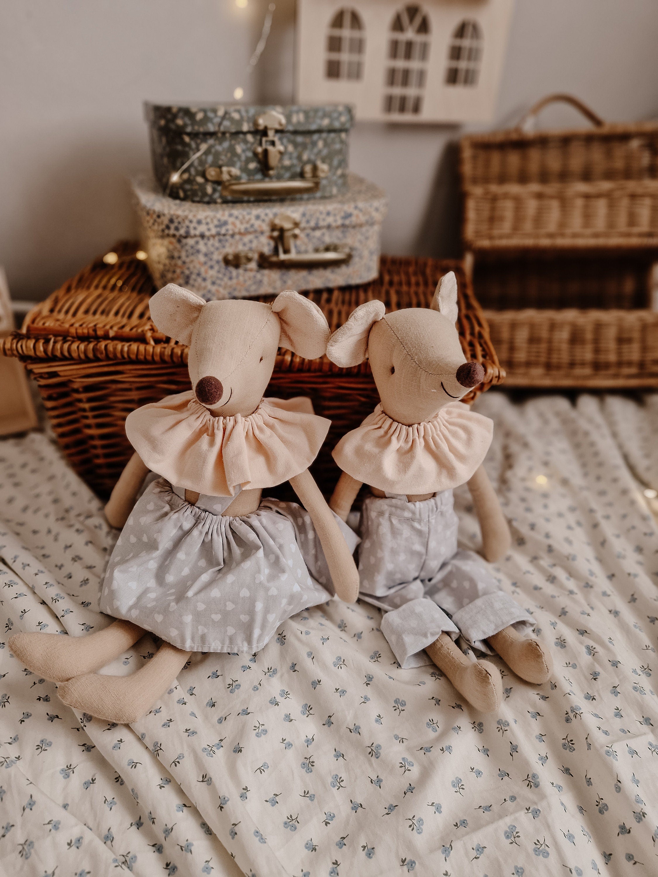 Zirkusmäuse Stoffpuppe, Maus Kinderzimmer Dekoration