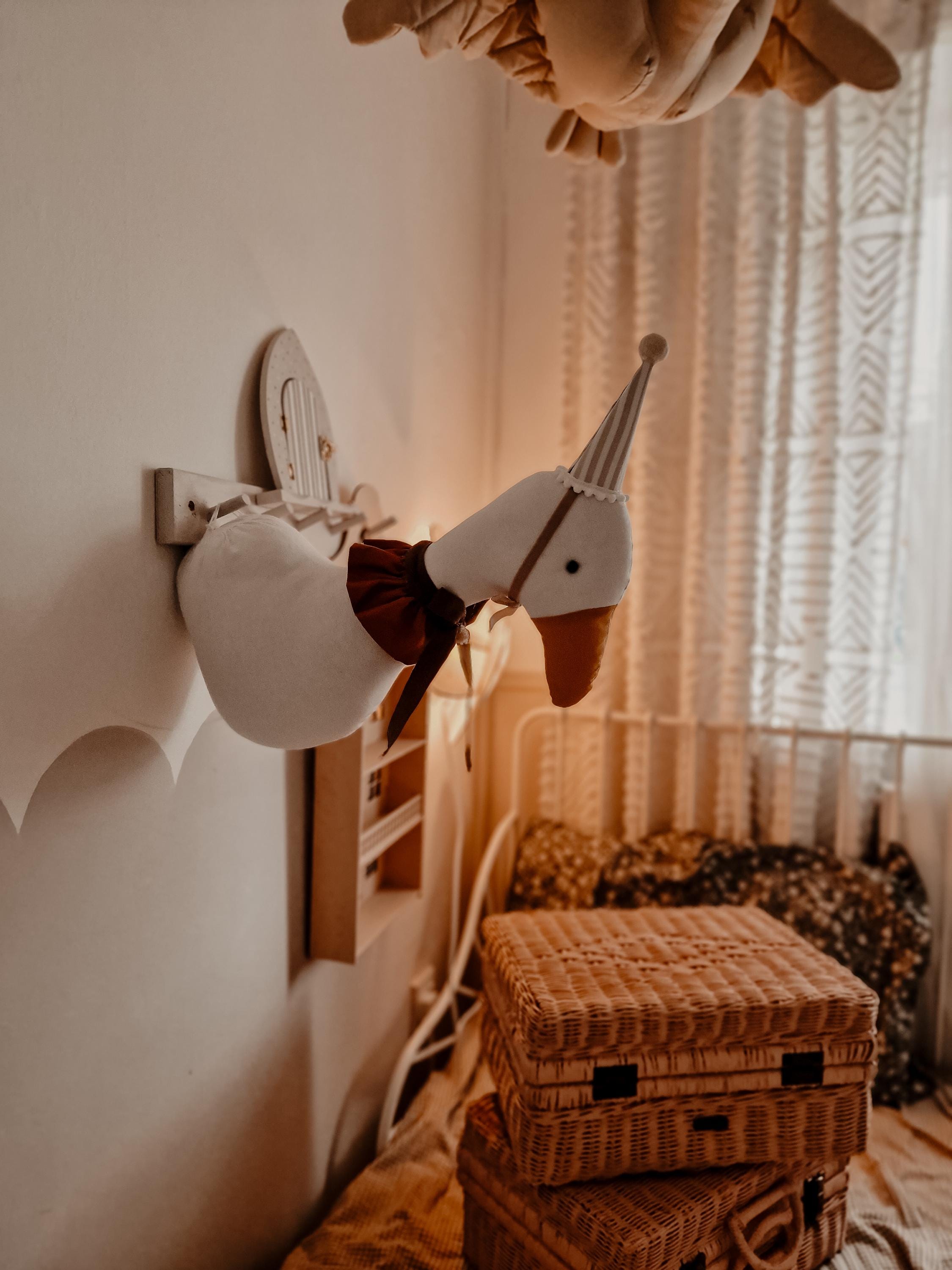 Entenkopf Kinderzimmer Deko, Wandhalterung Baumwollente