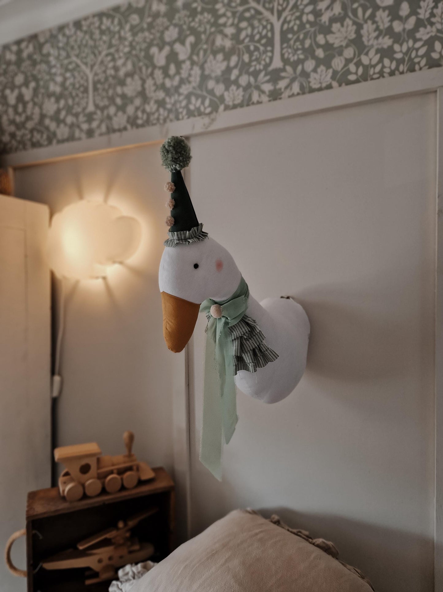 Circus duck nursery decoration, animal head wall hanging