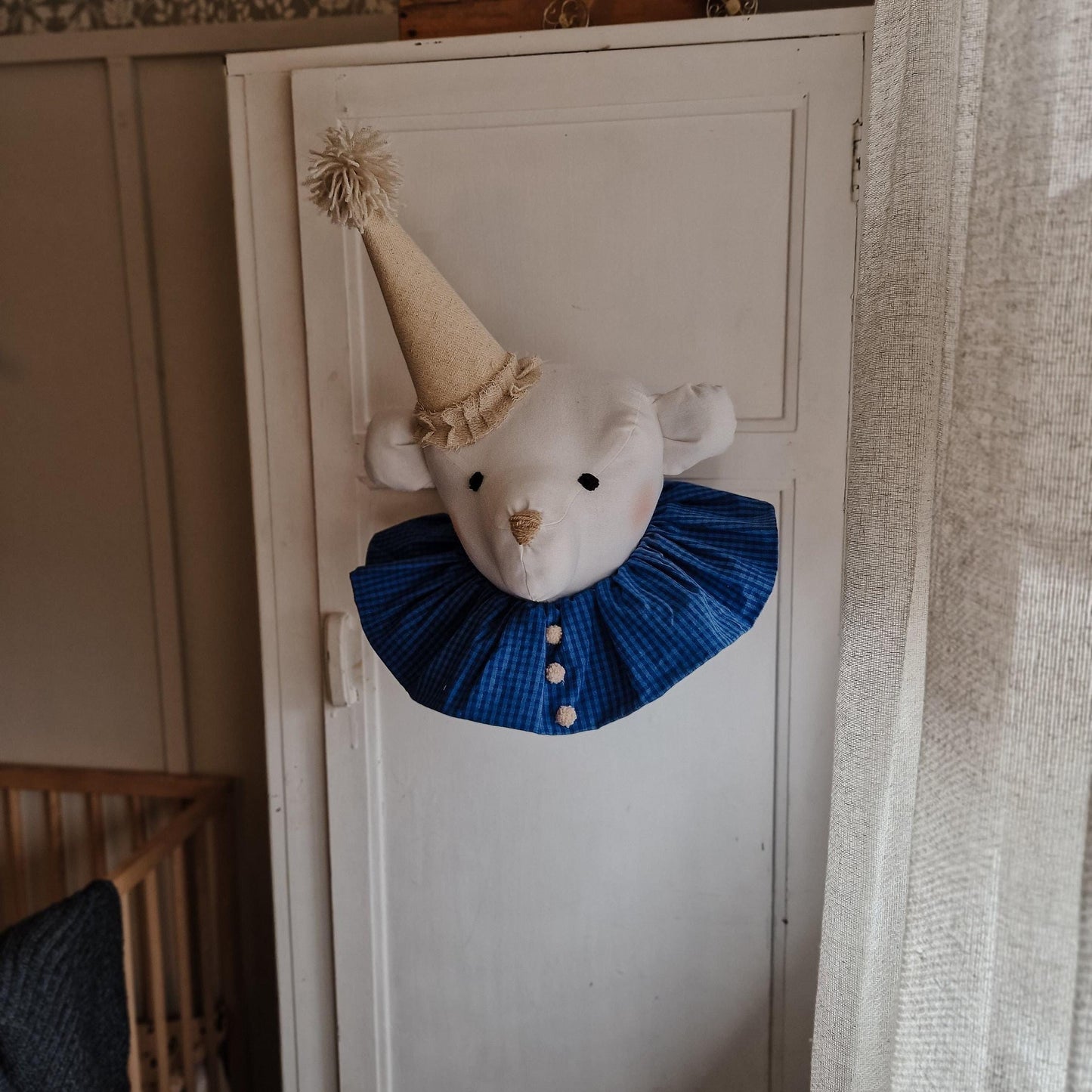 Nursery Bear Head Hanging Decoration, Wall Mount Animal Tapestry
