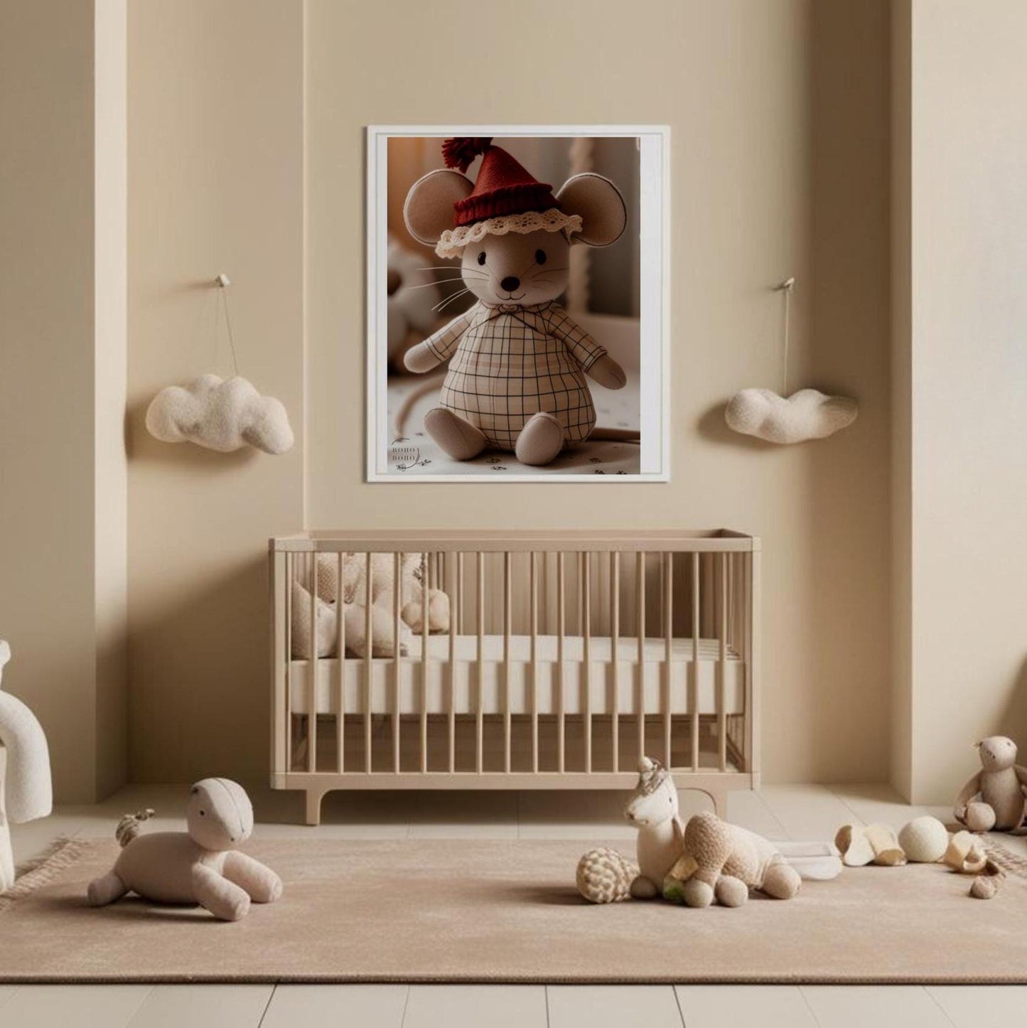 Printable Circus Mouse Poster, Retro Mice Illustration