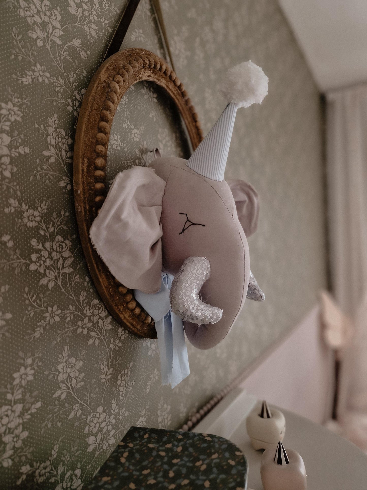 Plush Elephant Wall Hanging, Safari Animal Nursery Decor