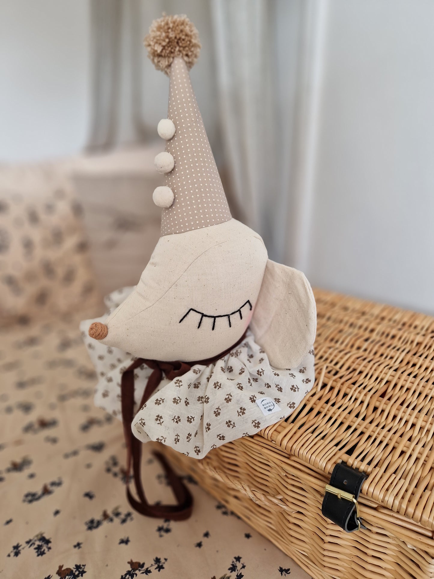 Beige Circus Mice Hanging Wall art, Mouse Nursery Decoration, Animal Head