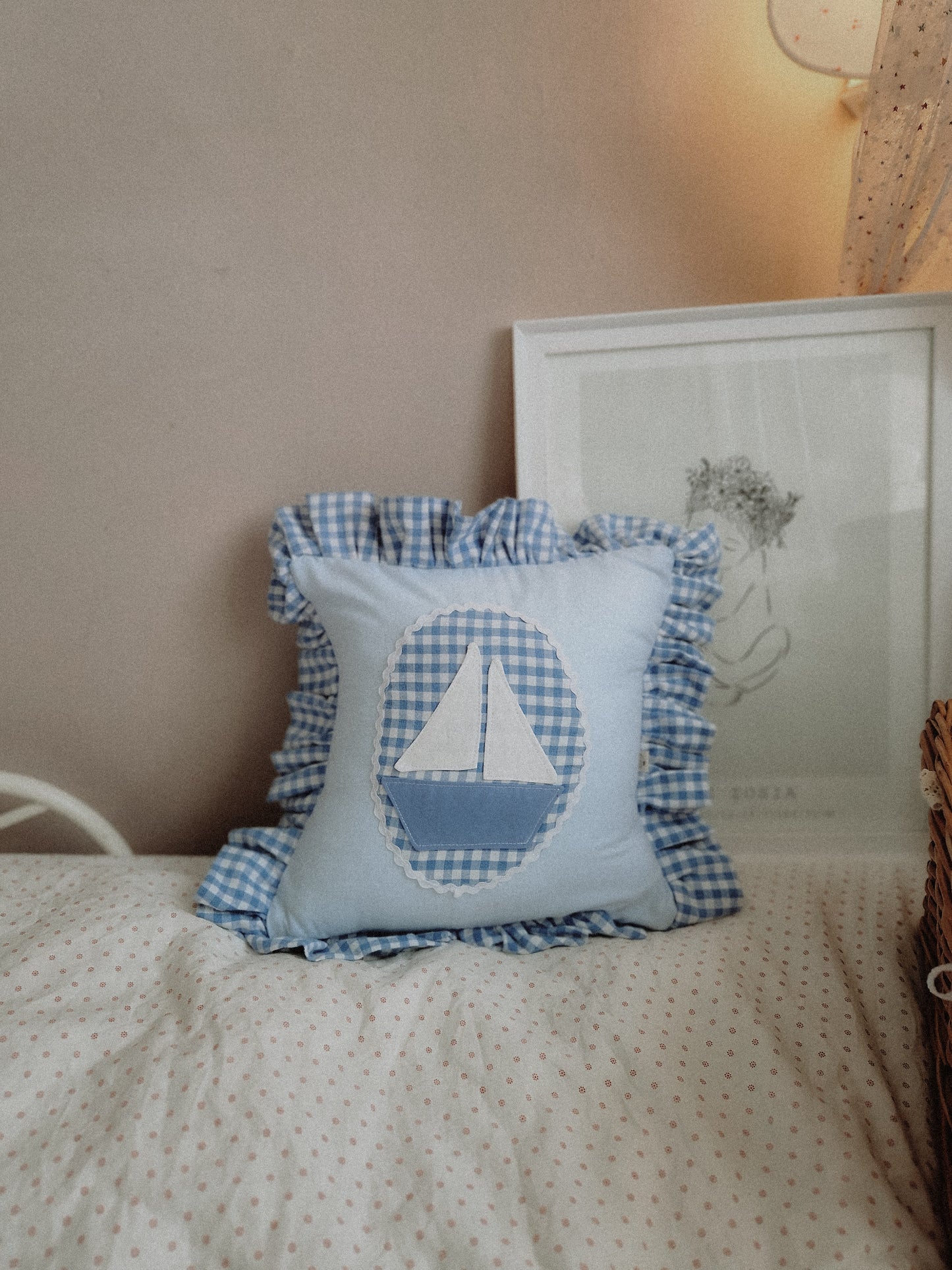 Sailboat Crib Cushion, Sailing ship throw pillow, Sailing boat nursery Decor