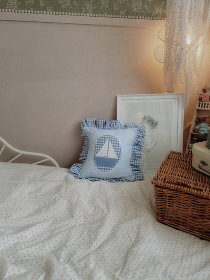 Sailboat Crib Cushion, Sailing ship throw pillow, Sailing boat nursery Decor