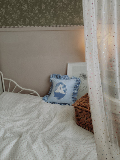 Sailboat Crib Cushion, Sailing ship throw pillow, Sailing boat nursery Decor