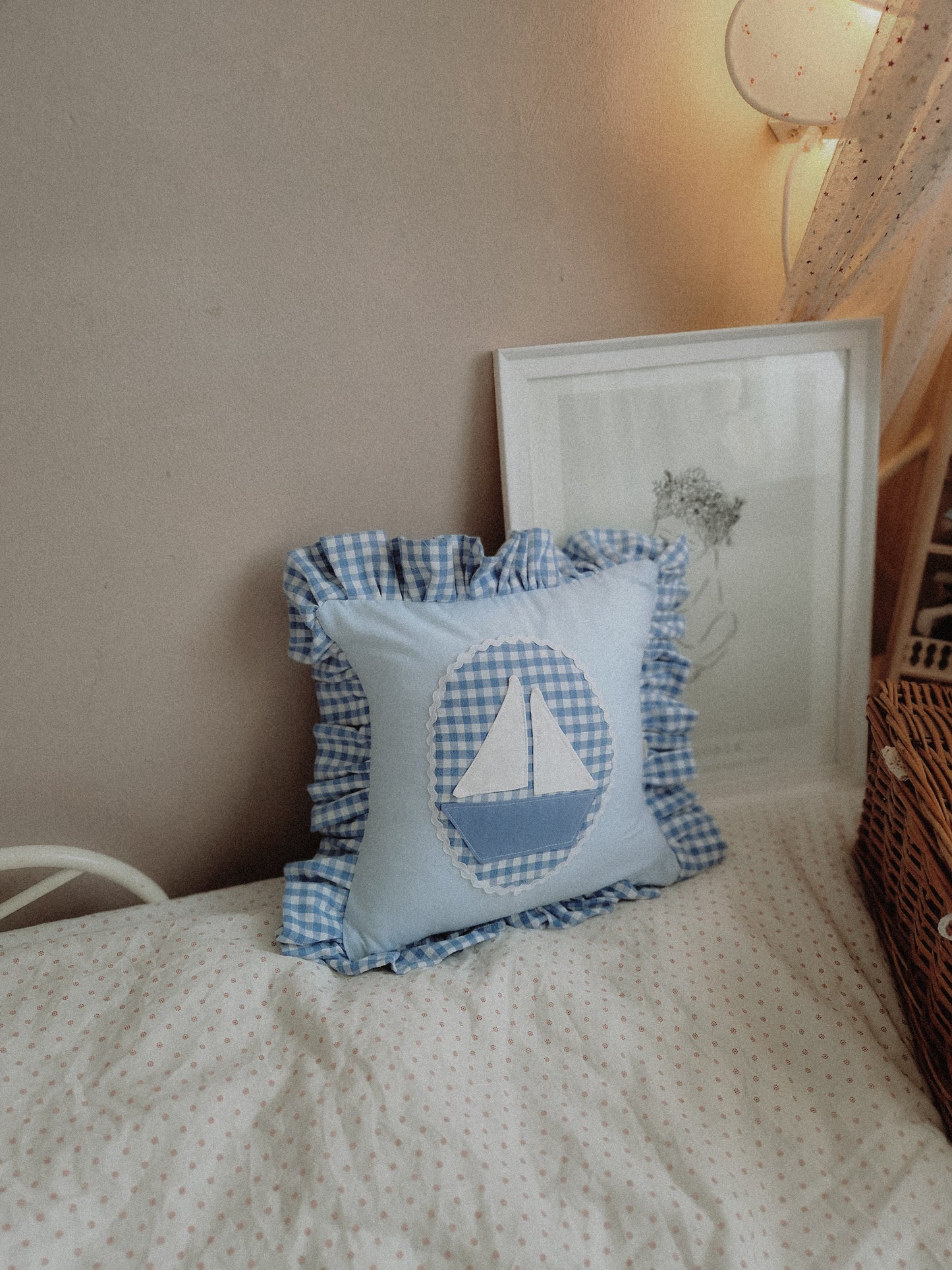 Sailboat Crib Cushion, Sailing ship throw pillow, Sailing boat nursery Decor
