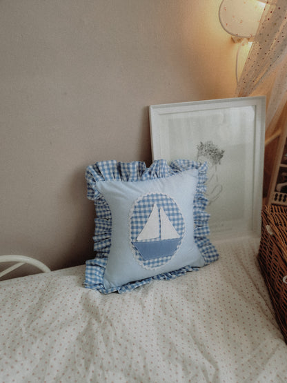 Sailboat Crib Cushion, Sailing ship throw pillow, Sailing boat nursery Decor