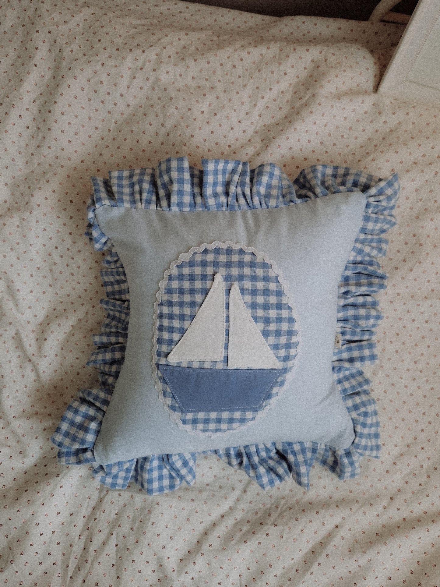Sailboat Crib Cushion, Sailing ship throw pillow, Sailing boat nursery Decor