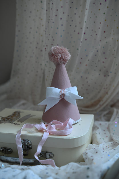 Pink Birthday Hat with Bow, 1st Birthday Crown for Girl, Felt Party Hat, Cake Smash Outfit, Baby Girl Birthday Accessories
