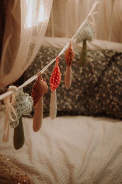Mushroom Garland, Forest Wall Decor, Autumn Bunting, Woodland Hanging Ornament, Fall Nursery Decor