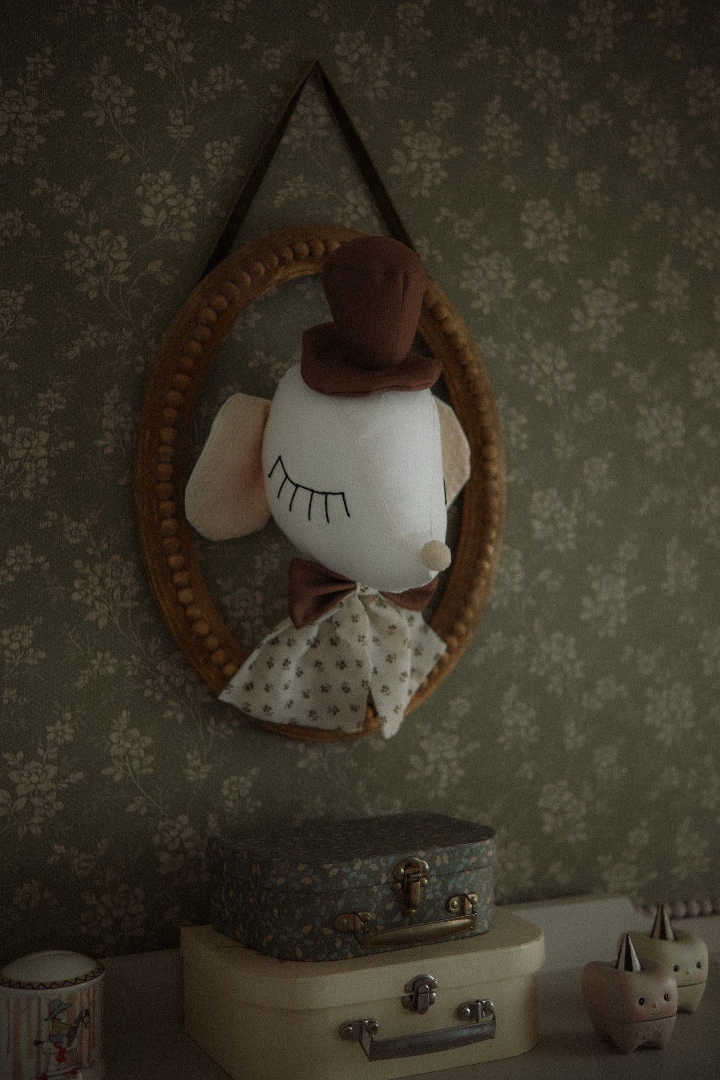 Circus Mice Nursery Mobile, Handmade Cotton Mouse Hanging Decoration