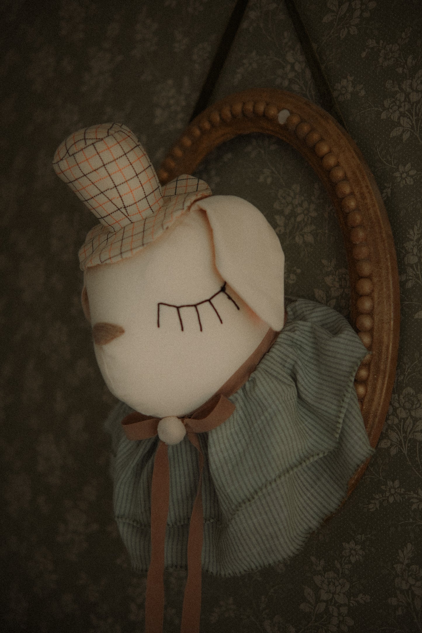 Hanging Dog Nursery Trophy, Detective Style Puppy Decor, Cotton Animal Room Hanging Toy