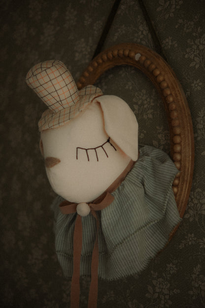 Hanging Dog Nursery Trophy, Detective Style Puppy Decor, Cotton Animal Room Hanging Toy