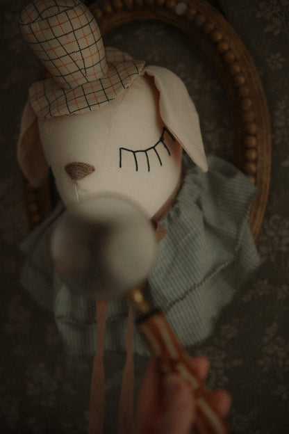 Hanging Dog Nursery Trophy, Detective Style Puppy Decor, Cotton Animal Room Hanging Toy
