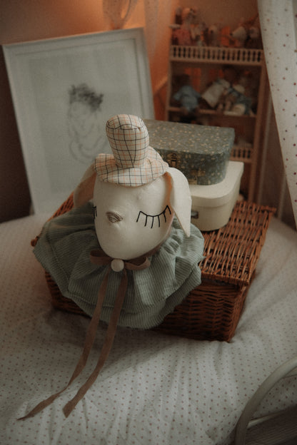 Hanging Dog Nursery Trophy, Detective Style Puppy Decor, Cotton Animal Room Hanging Toy