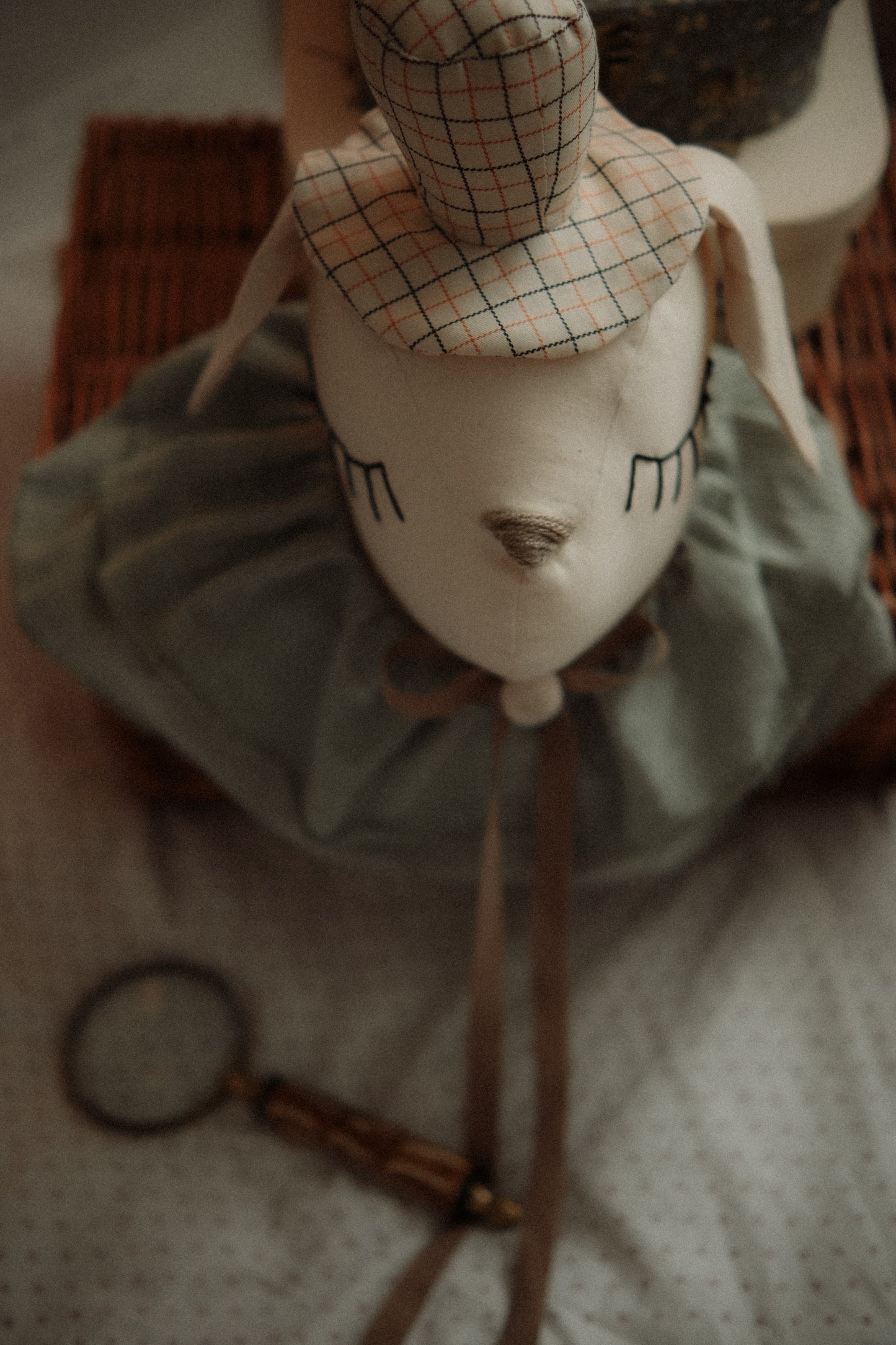 Hanging Dog Nursery Trophy, Detective Style Puppy Decor, Cotton Animal Room Hanging Toy