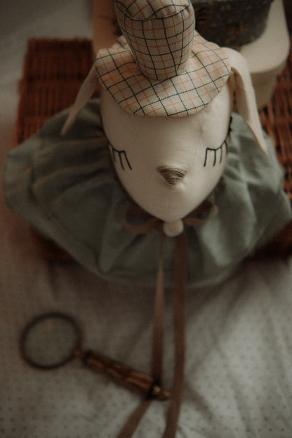 Hanging Dog Nursery Trophy, Detective Style Puppy Decor, Cotton Animal Room Hanging Toy