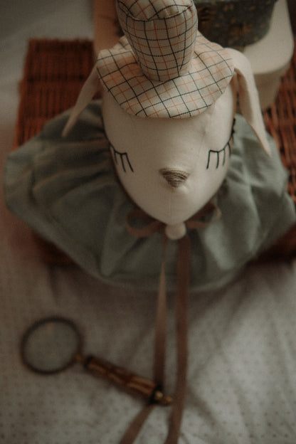Hanging Dog Nursery Trophy, Detective Style Puppy Decor, Cotton Animal Room Hanging Toy