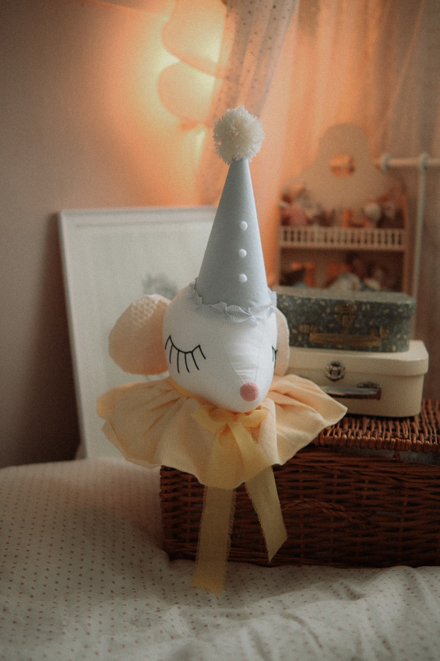 Circus Mouse Head Trophy, Mice Wall Mount, Nursery Plush Head