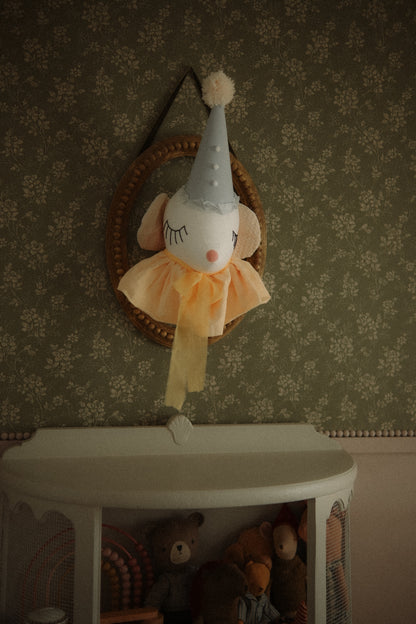 Circus Mouse Head Trophy, Mice Wall Mount, Nursery Plush Head