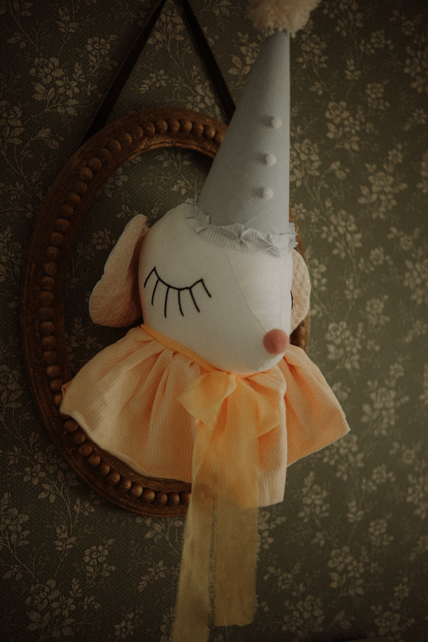 Circus Mouse Head Trophy, Mice Wall Mount, Nursery Plush Head