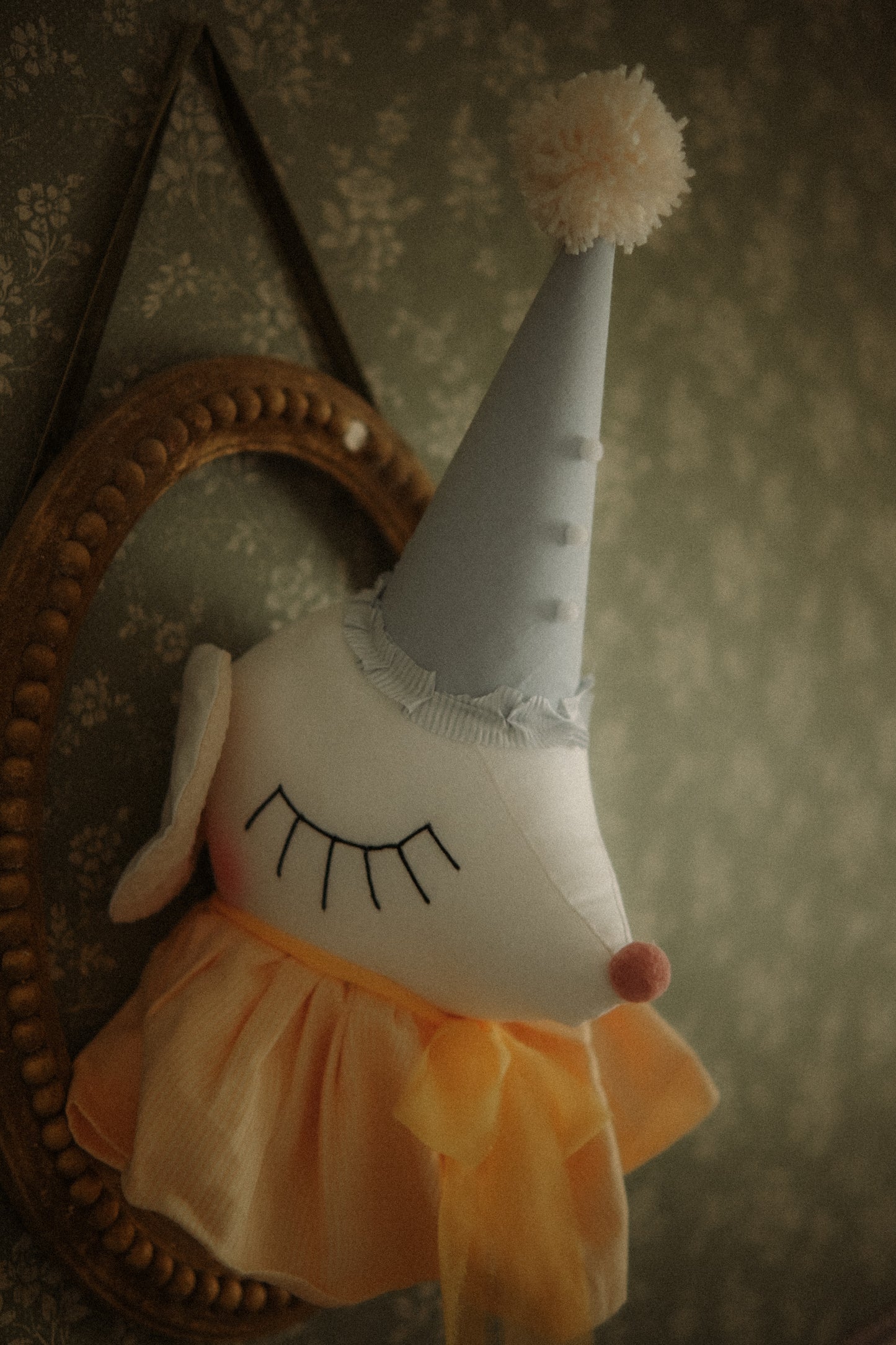 Circus Mouse Head Trophy, Mice Wall Mount, Nursery Plush Head