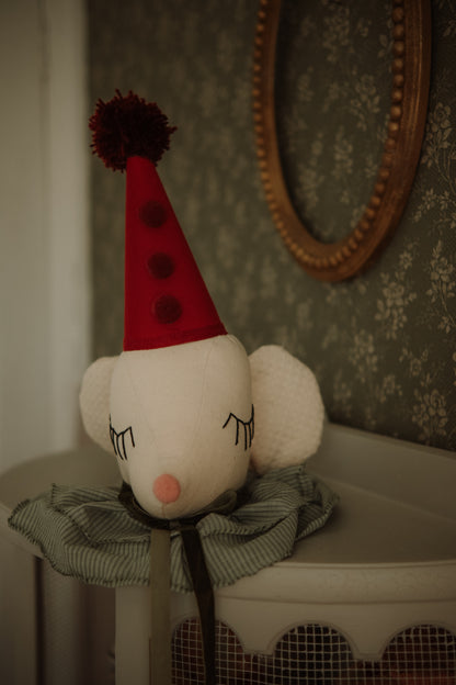 Circus Mouse Head Wall Decor, Handmade Nursery Stuffed Animal