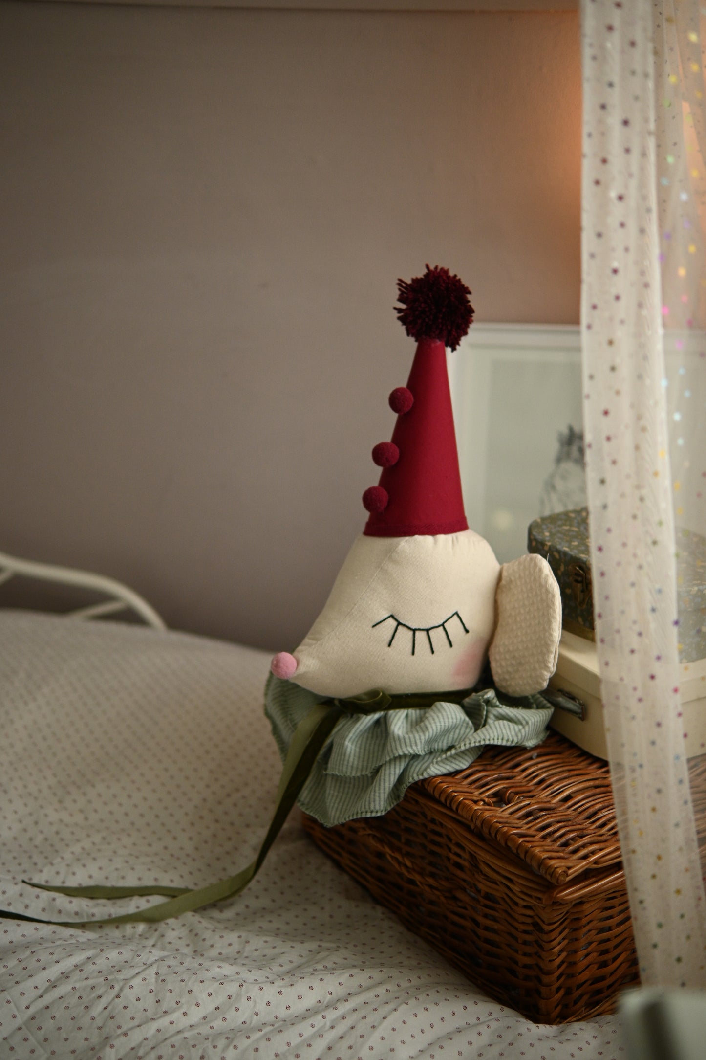 Circus Mouse Head Wall Decor, Handmade Nursery Stuffed Animal