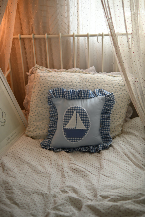 Sailboat Crib Cushion, Sailing ship throw pillow, Sailing boat nursery Decor