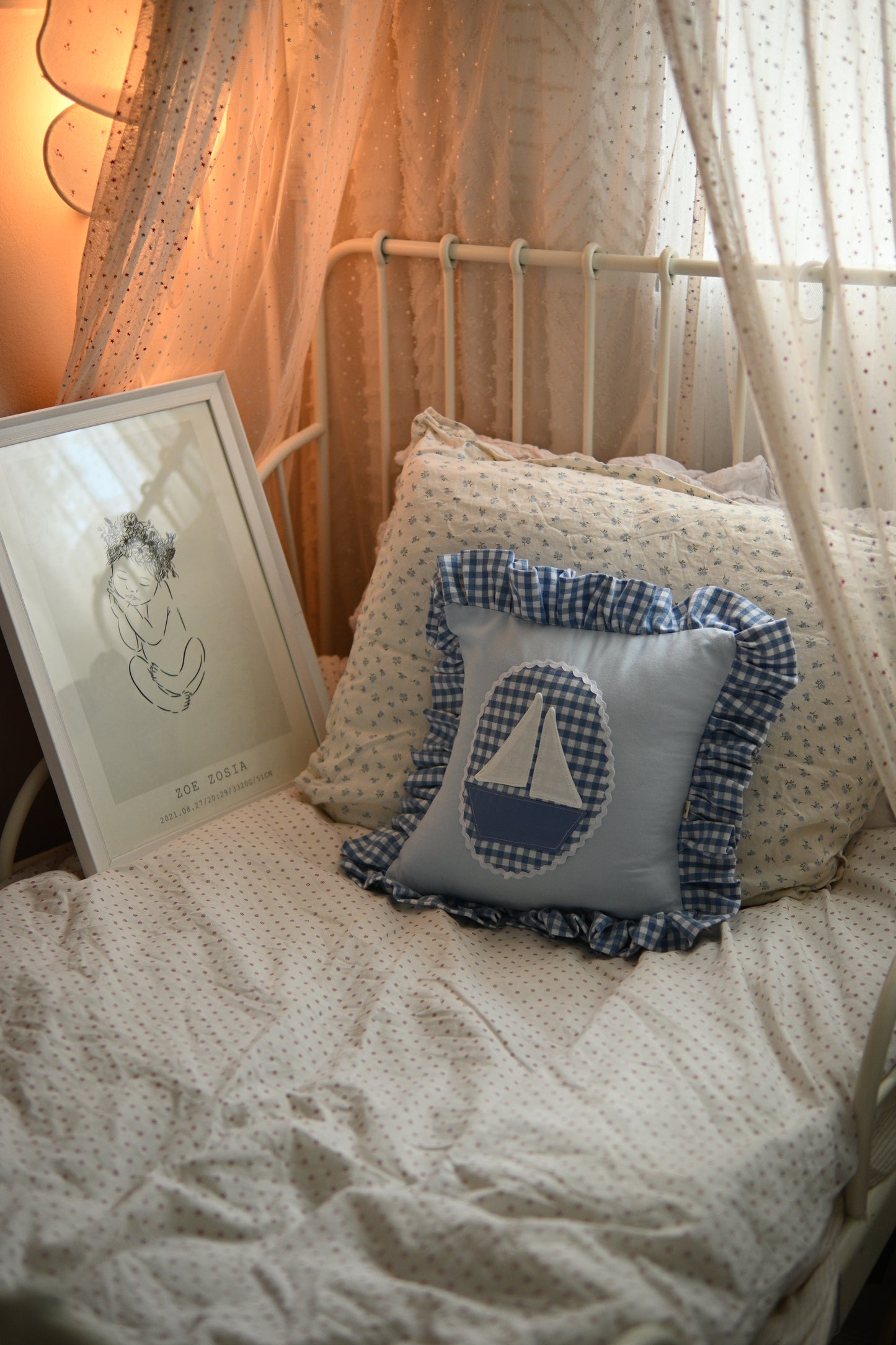 Sailboat Crib Cushion, Sailing ship throw pillow, Sailing boat nursery Decor