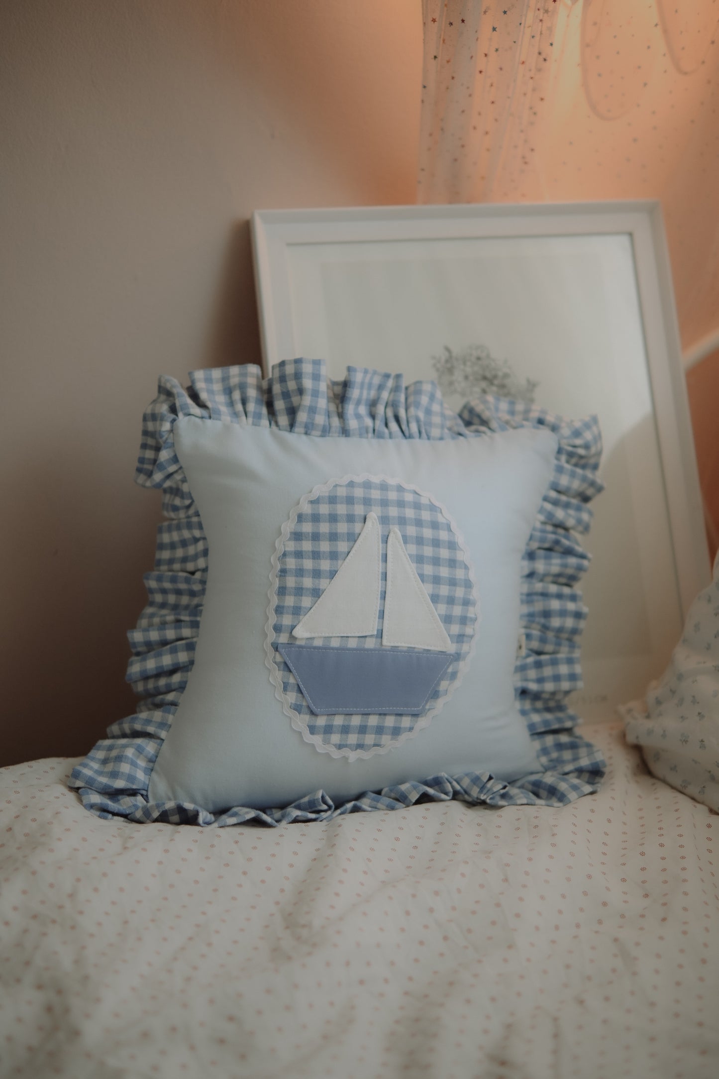 Sailboat Crib Cushion, Sailing ship throw pillow, Sailing boat nursery Decor