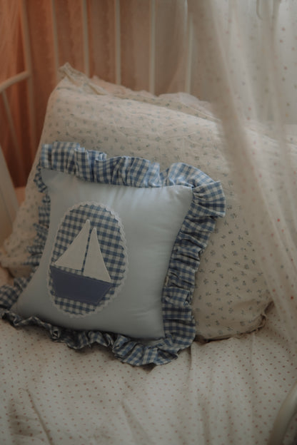 Sailboat Crib Cushion, Sailing ship throw pillow, Sailing boat nursery Decor