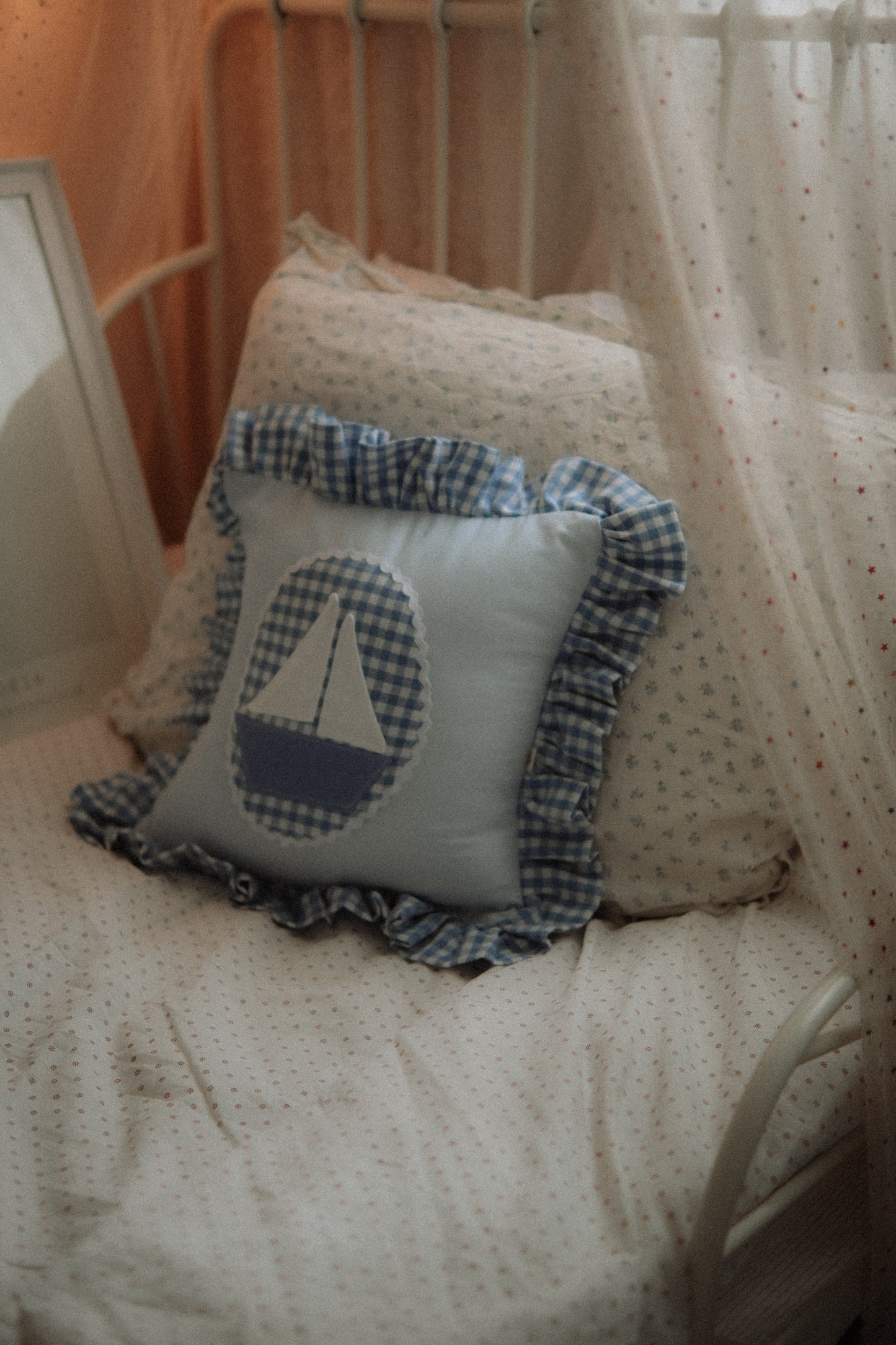 Sailboat Crib Cushion, Sailing ship throw pillow, Sailing boat nursery Decor
