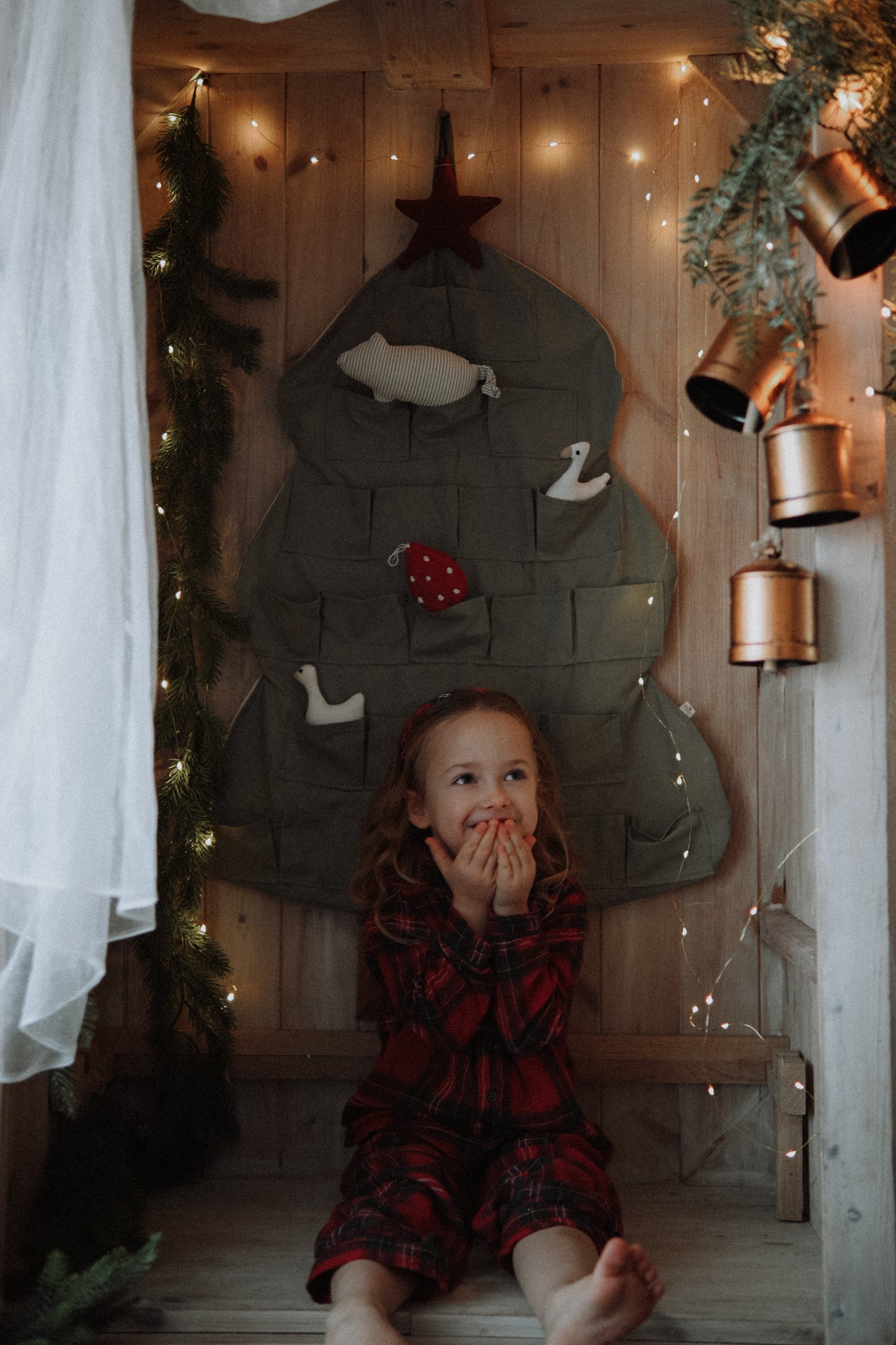 Green Christmas Tree Advent Calendar for Kids – 24 Fabric Pockets, Wall Hanging, Durable Holiday Décor, Toy & Mouse doll Storage