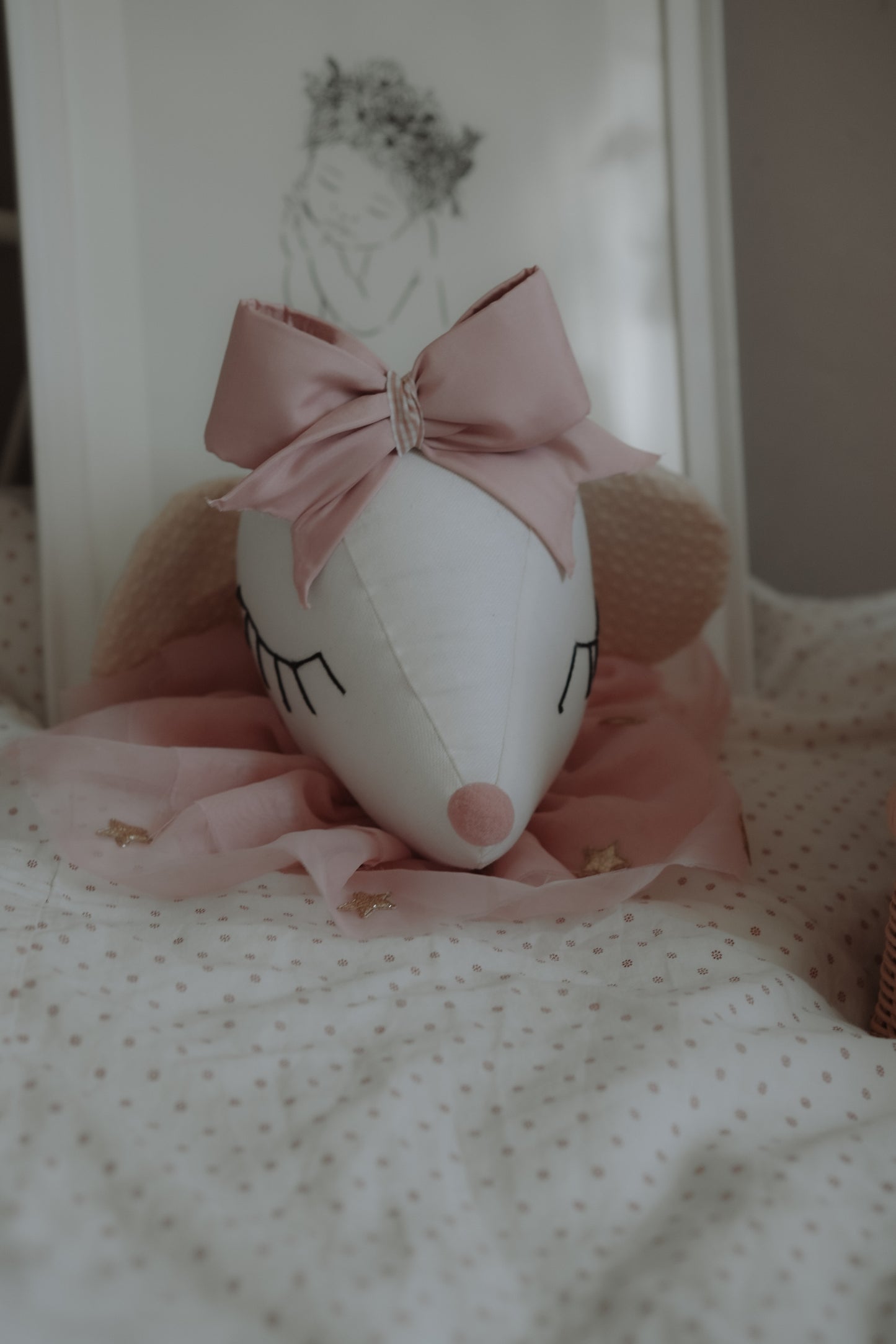 Mice Ballerina Hanging Wall art, Mouse style bow Decoration, Animal Head trophy