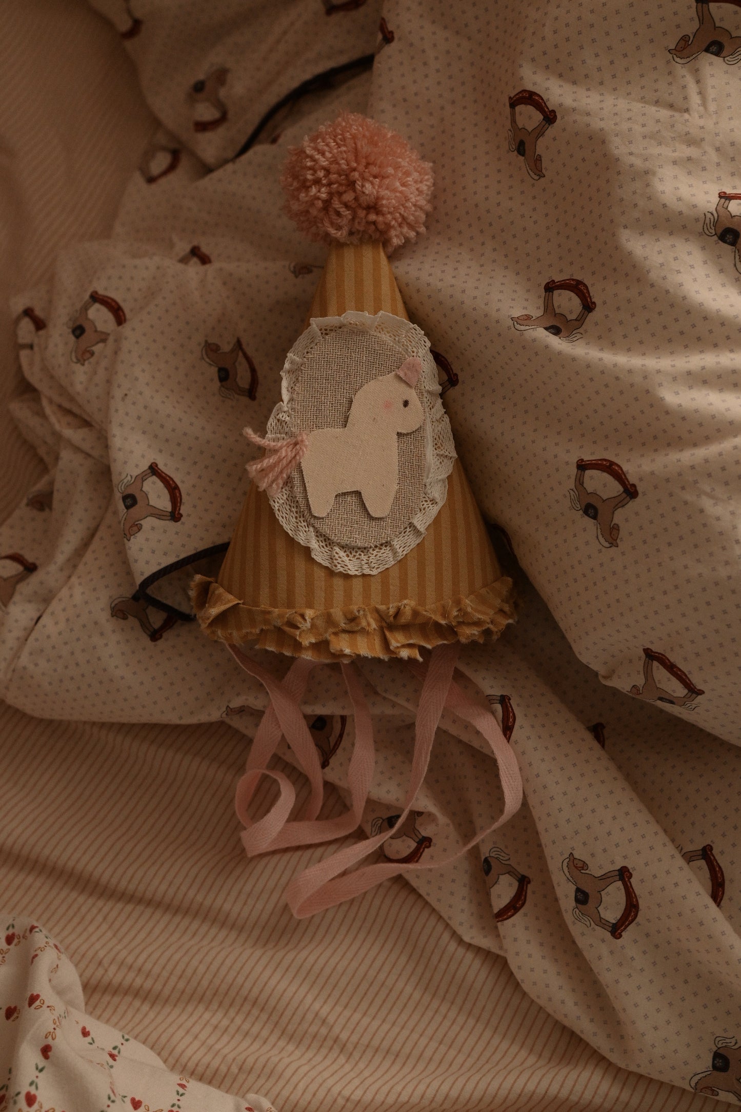 Felt Birthday Hat with Horse, Unicorn Circus Cake Smash Crown