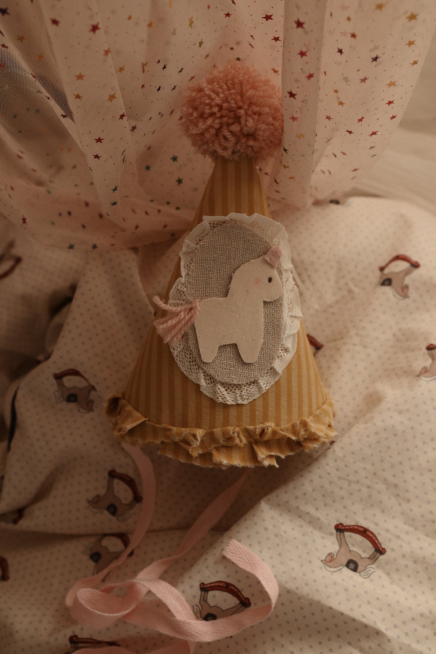Felt Birthday Hat with Horse, Unicorn Circus Cake Smash Crown