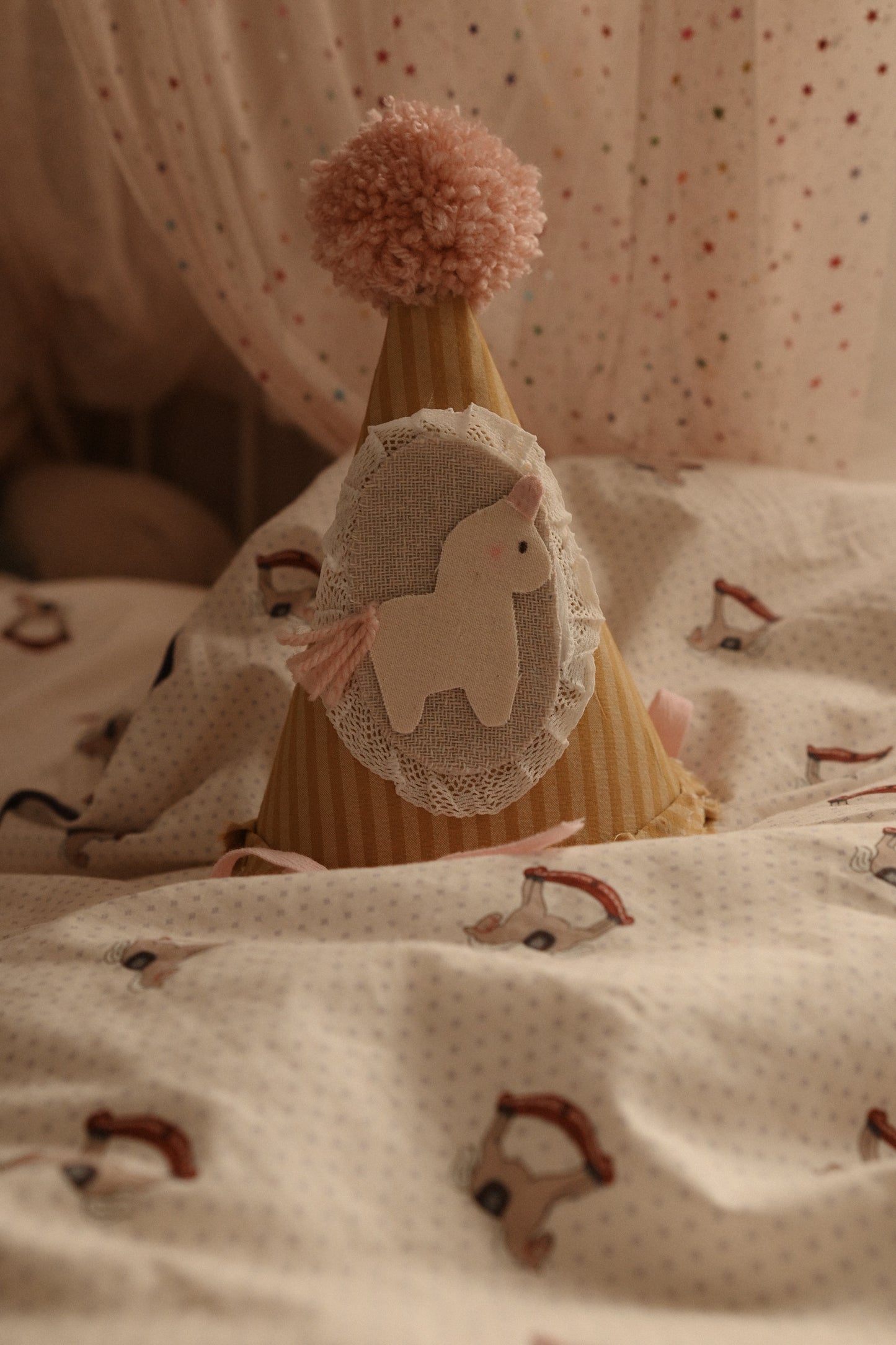 Felt Birthday Hat with Horse, Unicorn Circus Cake Smash Crown