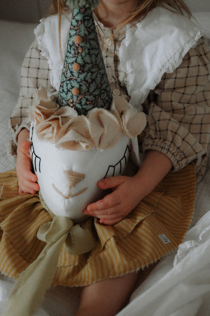 Handcrafted Cotton Sheep Head Wall Decor with Circus Hat, Nursery Farmhouse Art