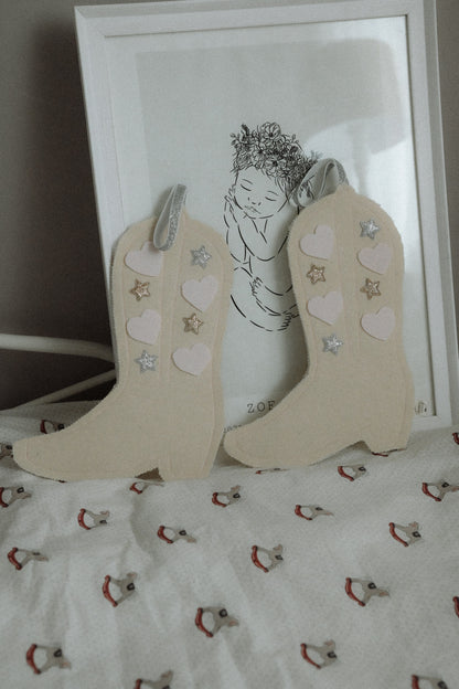 Hanging Cotton Cowboy Boot, Country Nursery Wall Hanging