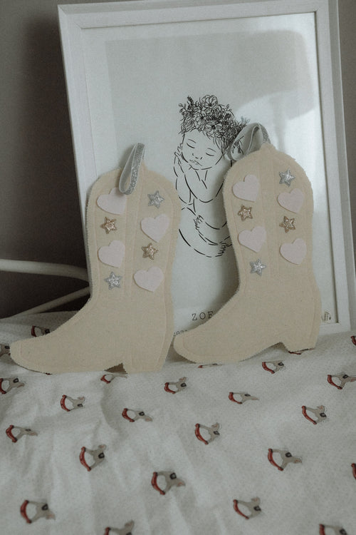 Hanging Cotton Cowboy Boot, Country Nursery Wall Hanging