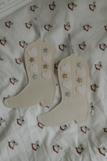 Hanging Cotton Cowboy Boot, Country Nursery Wall Hanging