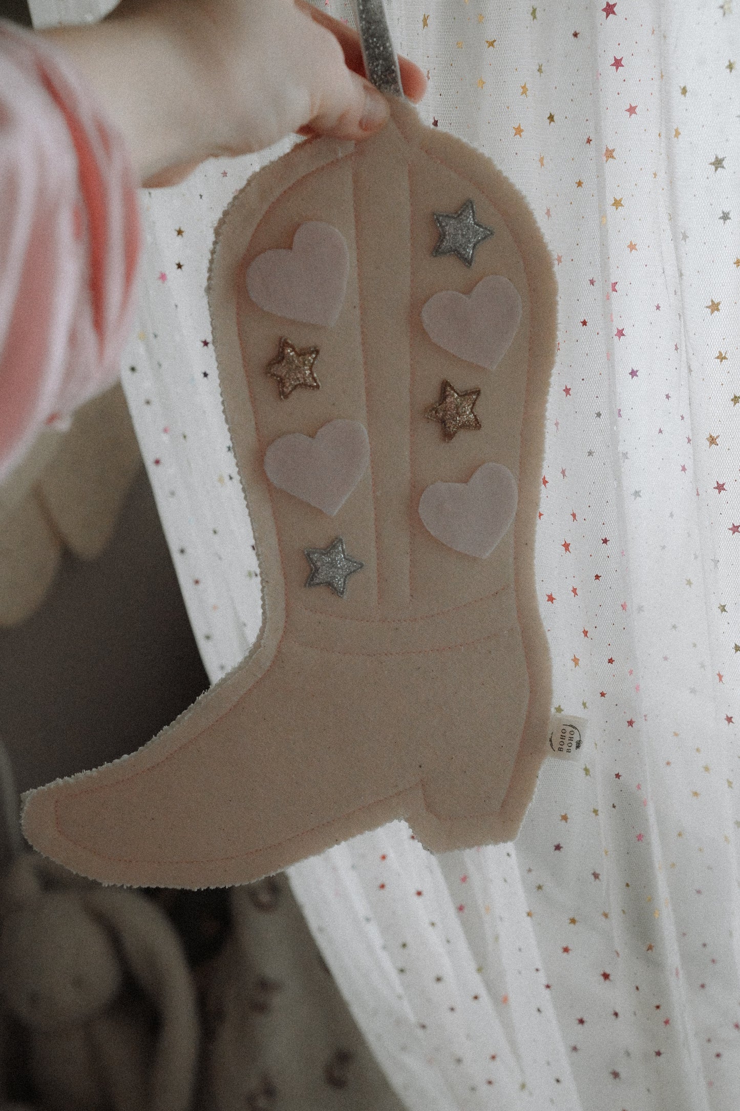 Hanging Cotton Cowboy Boot, Country Nursery Wall Hanging