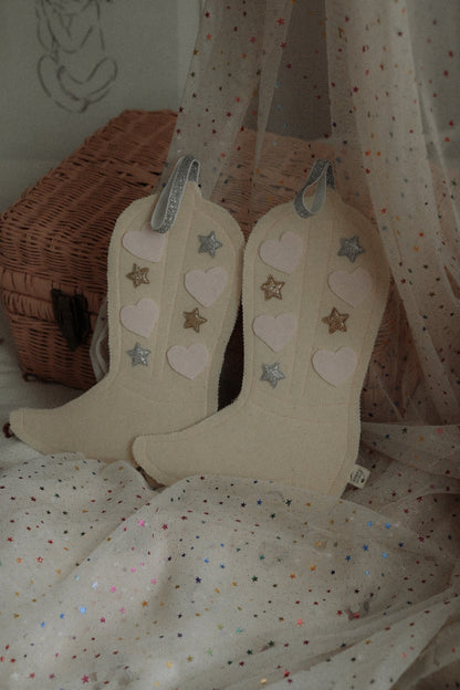 Hanging Cotton Cowboy Boot, Country Nursery Wall Hanging
